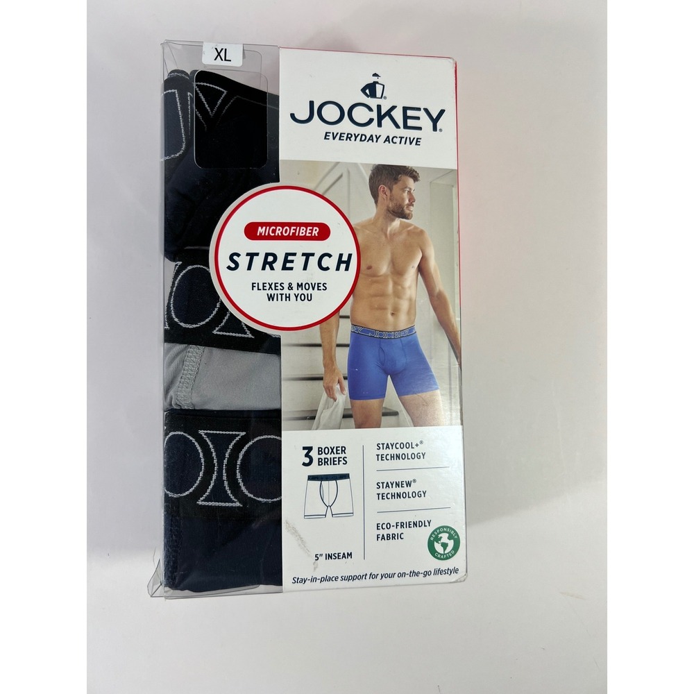 Mens Jockey Everday Active Boxer Briefs 3 Pak 5" Staycool Technology NOP